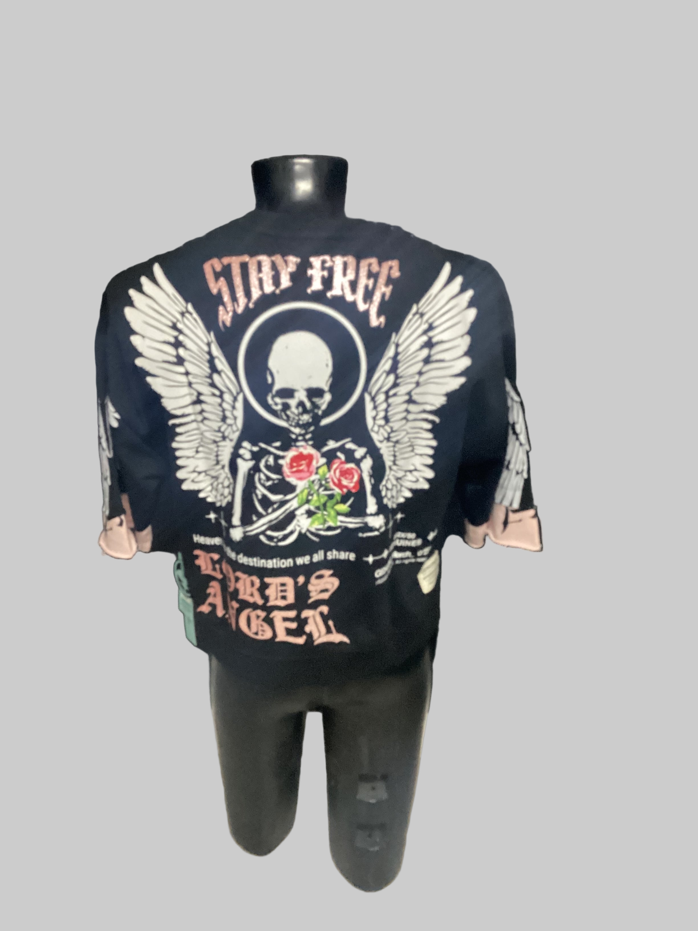 Graphic drop shoulder T